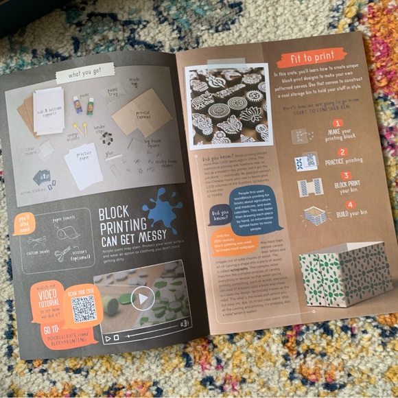 DIY Block Print Canvas Bin Kit Kiwi Crate Learning Box - Picture 3 of 5